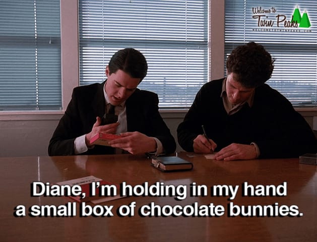 Diane, I'm holding my hand a small box of chocolate bunnies