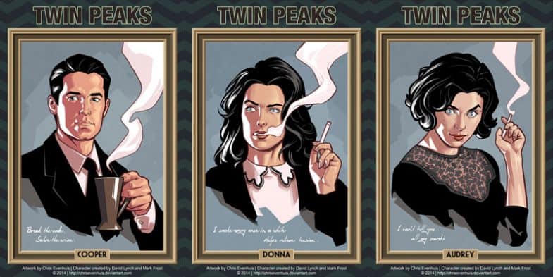 Twin Peaks character portraits, comic book style