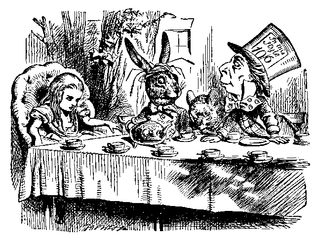 Alice at Mad Hatter's tea party (Sir John Tenniel)