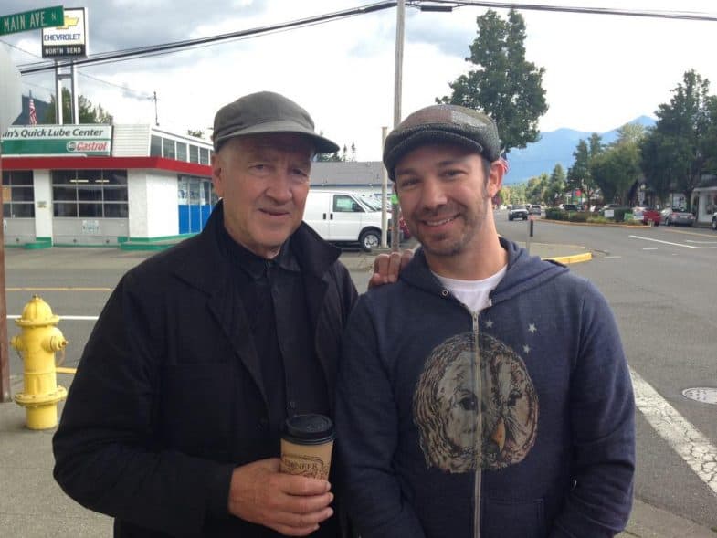 David Lynch with fan @avlisleumas on the set of Twin Peaks in September 2016