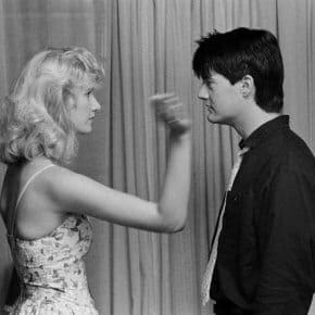 Laura Dern and Kyle MacLachlan rehearsing a slap in the face