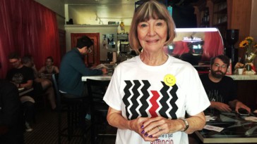Charlotte Stewart rocking a Silencio t-shirt