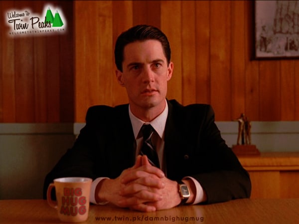 Dale Cooper drinking from True Detective's Big Hug Mug