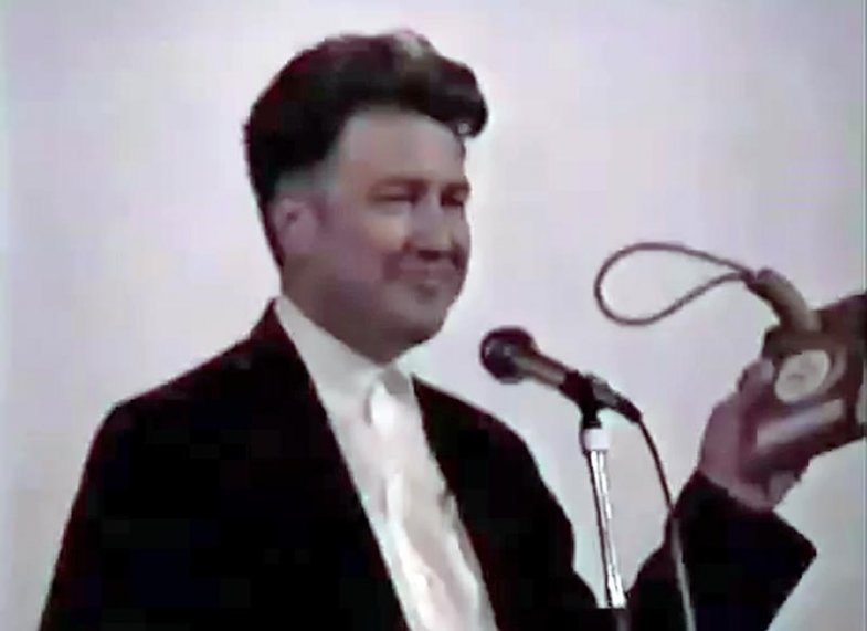 David Lynch receiving an award for Twin Peaks: Fire Walk with Me at the 1992 Twin Peaks Festival