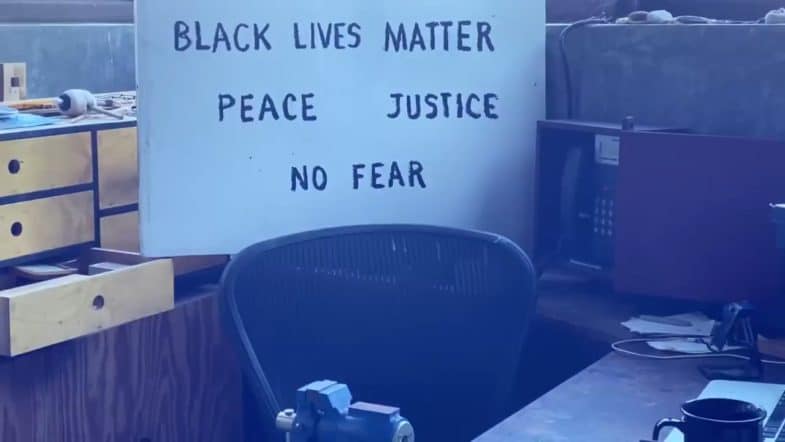 David Lynch shows Black Lives Matter sign instead of Weather Report