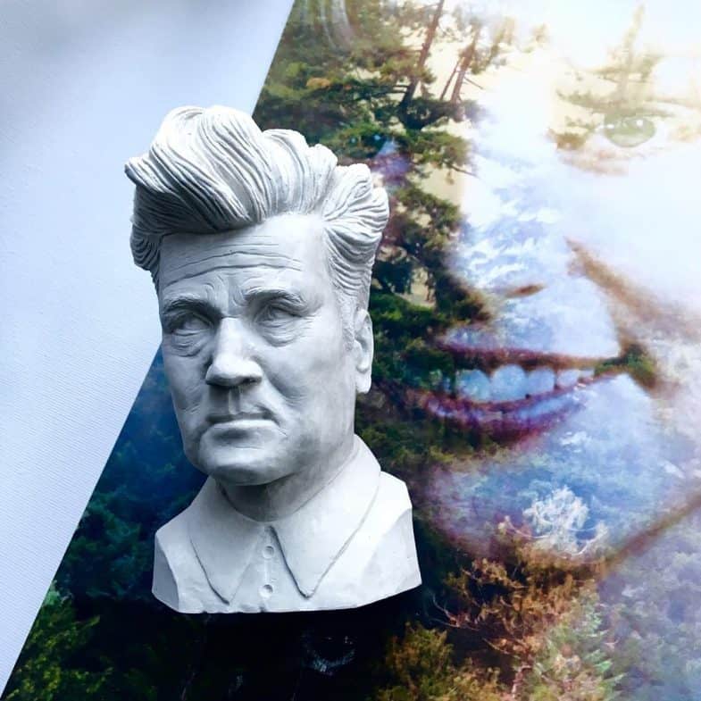 David Lynch bust and Twin Peaks poster