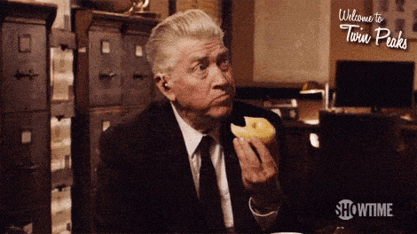 David Lynch (as Gordon Cole) eating a donut (cinemagraph)