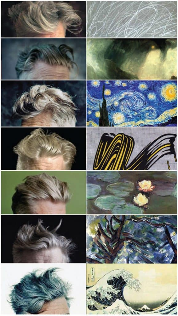 David Lynch's hair compared to famous paintings