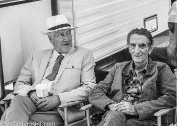 David Lynch (“Howard”) & Harry Dean Stanton (“Lucky”) on the set of “Lucky,” due in 2017. Photo by Sefania Rosini.