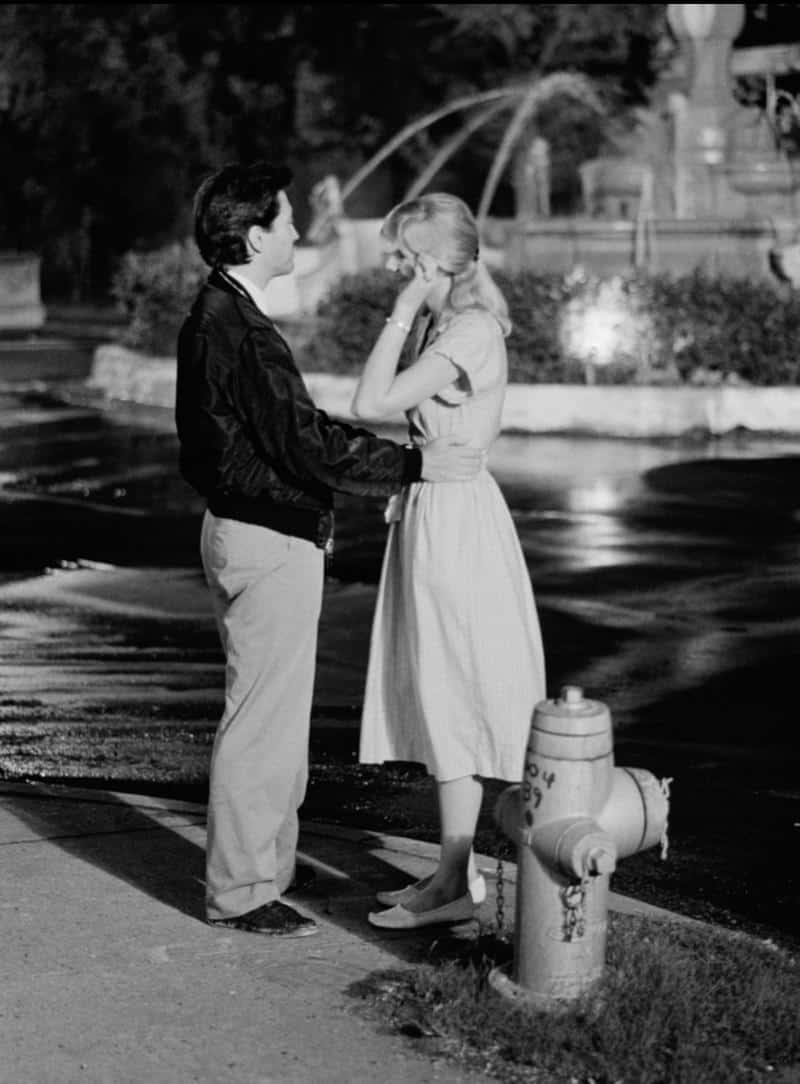 David Lynch and Laura Dern rehearsing for a night shot