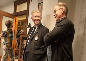 David Lynch and Mark Frost on the set of Twin Peaks season 3