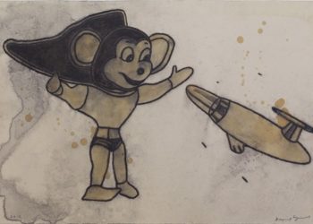 MIGHTY MOUSE AND SPACESHIP, 2012. David Lynch.
