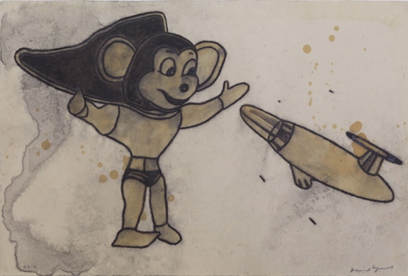 MIGHTY MOUSE AND SPACESHIP, 2012. David Lynch.