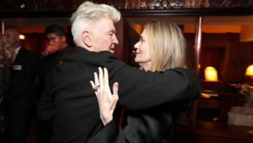 David Lynch & Peggy Lipton hug at the premiere of Twin Peaks: The Return