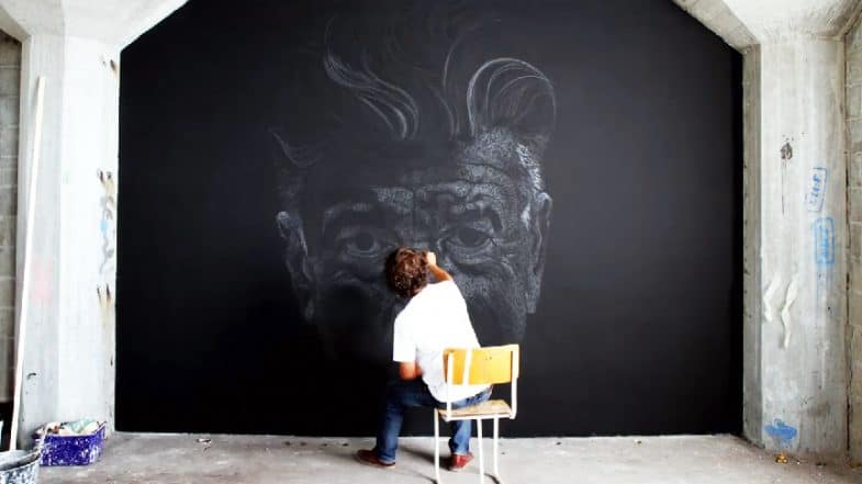 David Lynch chalk paint mural by Maurice Braspenning