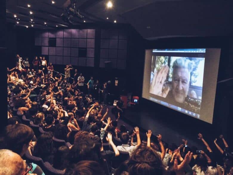 David Lynch on Skype with Tel Aviv. Photo: Neta Alexander