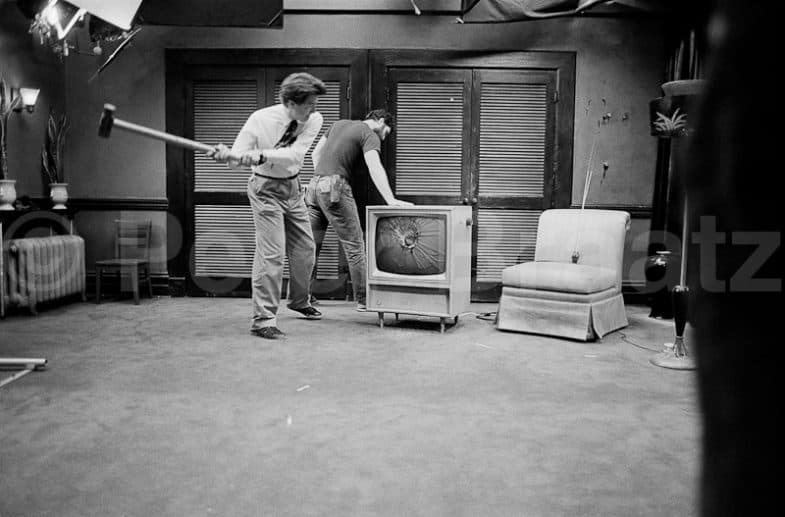 David Lynch smashing the television in preparation of the final scene in Dorothy's apartment