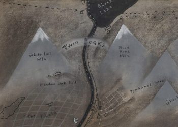 Close-up of David Lynch's Twin Peaks map