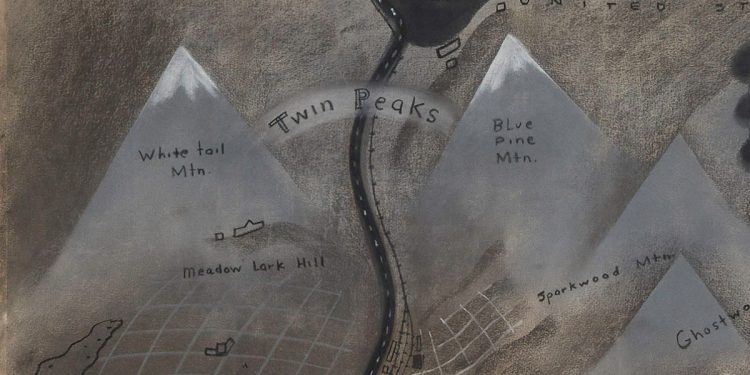 Close-up of David Lynch's Twin Peaks map