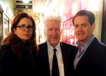 Desiree Gruber, David Lynch and Kyle MacLachlan last night in Paris.