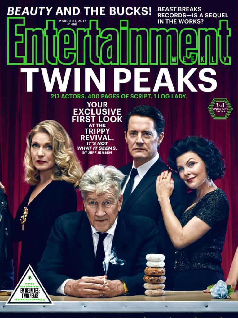 Entertainment Weekly's Twin Peaks cover: Laura Palmer, David Lynch (Gordon Cole), Dale Cooper and Audrey Horne