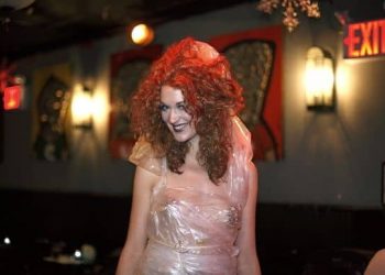Foxy Vermouth as Laura Palmer, wrapped in plastic