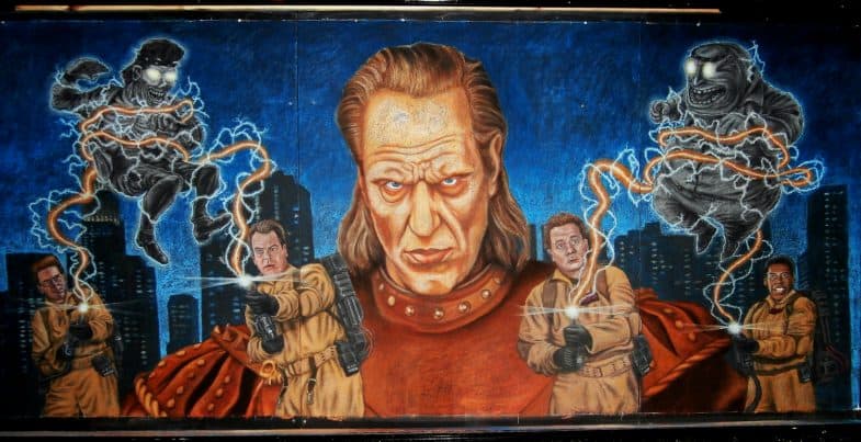 Ghostbusters chalk mural by Justin Cozens