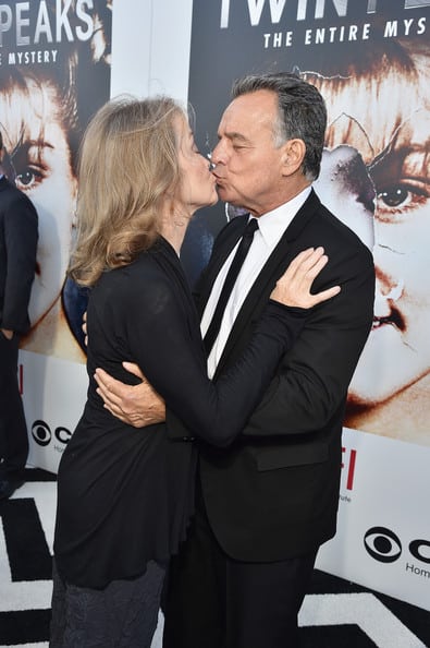 Grace Zabriskie and Ray Wise kiss at the Twin Peaks premiere