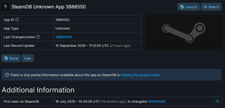 SteamDB 3886650 - Possible official Twin Peaks Game