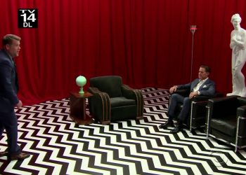 Kyle MacLachlan and Judi Dench in the Red Room on Late Late Show with James Corden