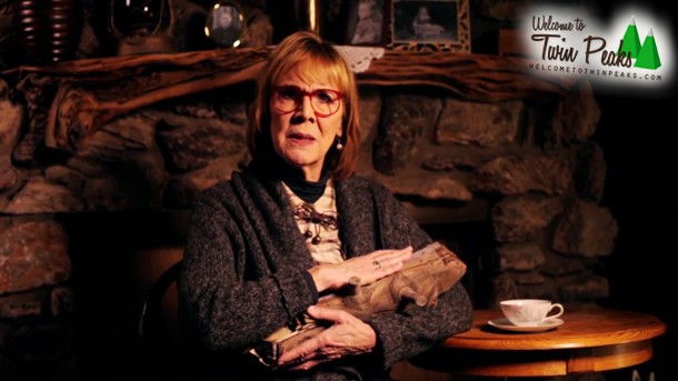 Catherine E. Coulson as the Log Lady in Pretty Little Demons music video