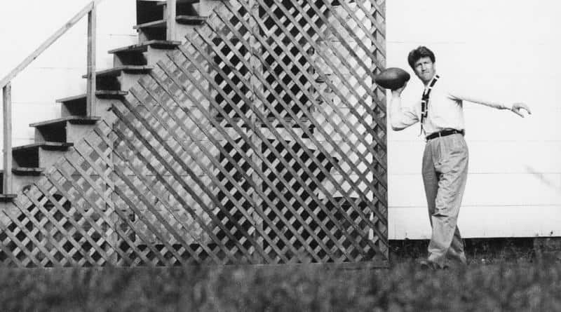 David Lynch throwing a football