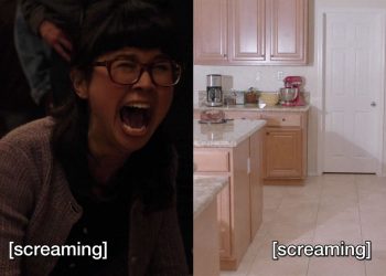Ruby/Janey-E screaming lined-up