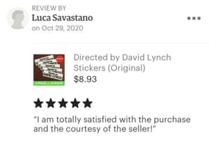 Review of the Directed by David Lynch stickers