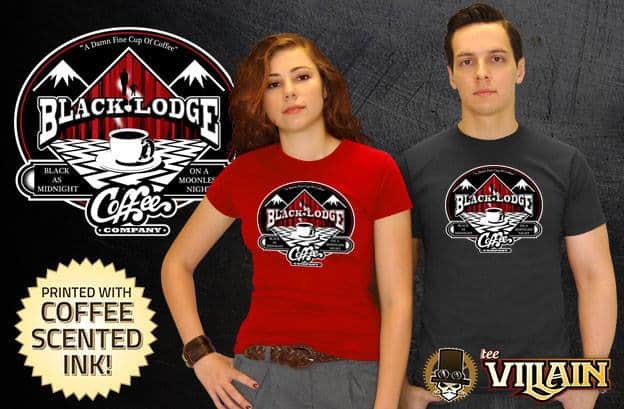 TeeVillain: Black Lodge Coffee Company Twin Peaks t-shirt with coffee scented ink