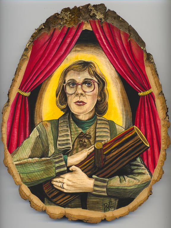 The Lady of the Log (gouache on a wood slice) by Patrushka (Source: http://bit.ly/WOEWMP)