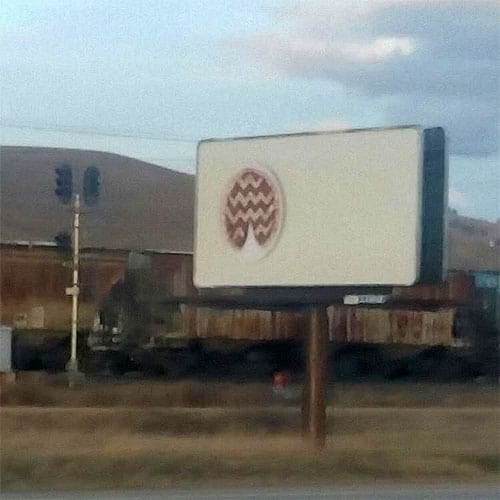 Twin Peaks cherry pie billboard in Missoula, MT