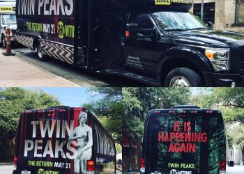 Twin Peaks shuttle bus at SXSW. Via @TwinPeaksJapan