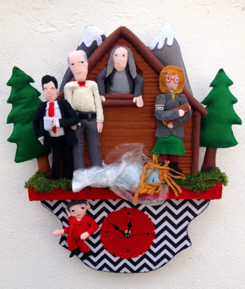 Twin Peaks handmade felt clock