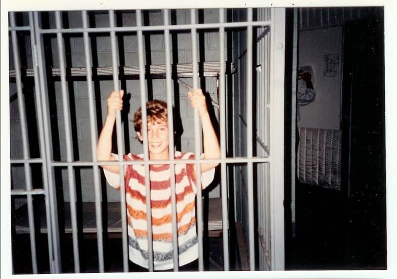 Michael in the Sheriff's Dept. holding cell