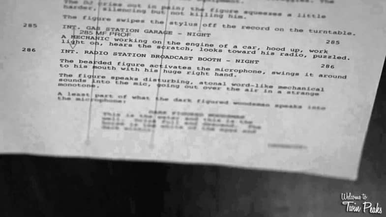 Twin Peaks Season 3 Part 8 script page