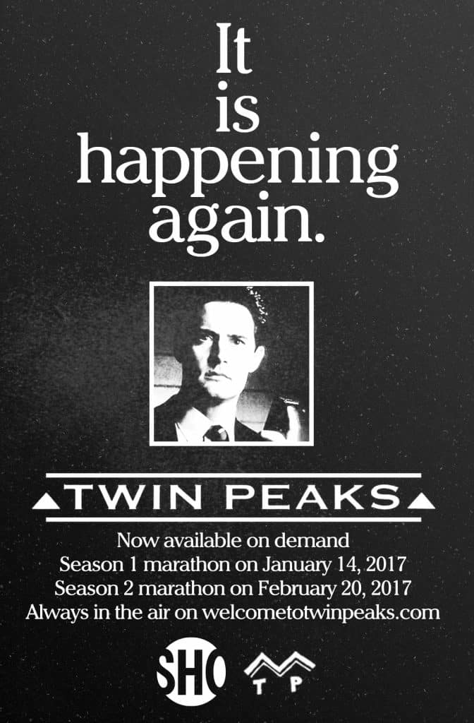 Vintage style TV guide ad for the Twin Peaks season marathons on Showtime