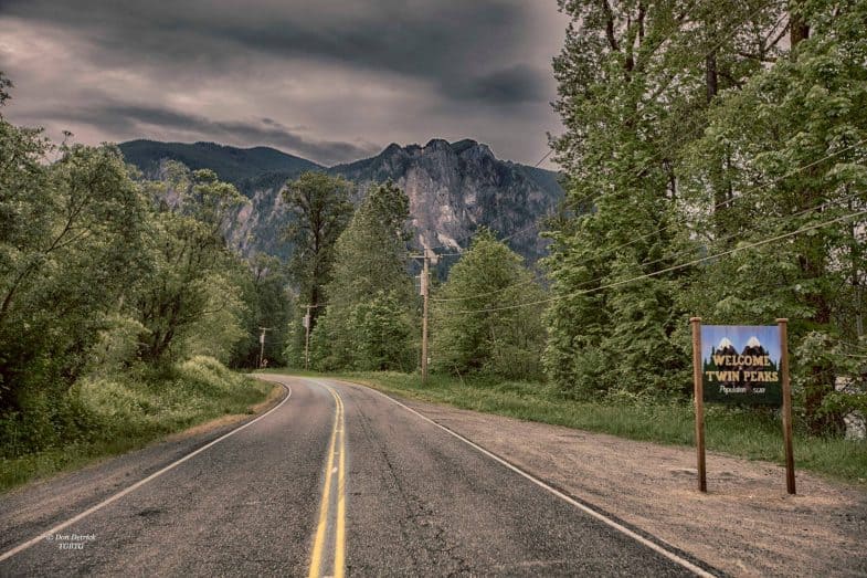 Welcome to Twin Peaks town sign in Snoqualmie, WA (Photo: Don Detrick)