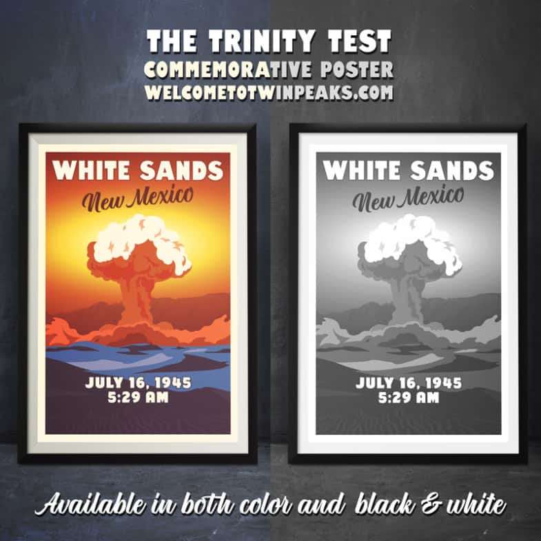 White Sands, New Mexico Trinity Test Poster (Black & White Version)